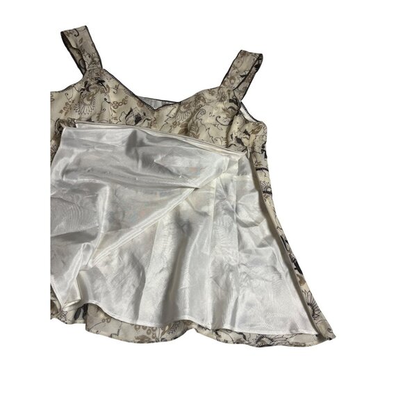 Y2K Ann Taylor Womens babydoll Floral Silk Sleeveless Top Size 6 Beige & Black - Picture 3 of 10